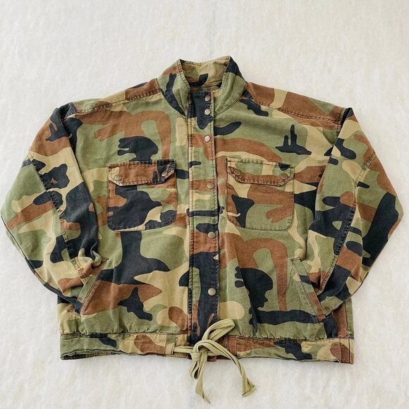 Lucky Brand Jackets & Blazers - Lucky Brand Womens Green 3/4 Sleeve Regular Fit Camo Army Jacket Size Large